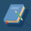 Vector illustration of thick book and a pencil
