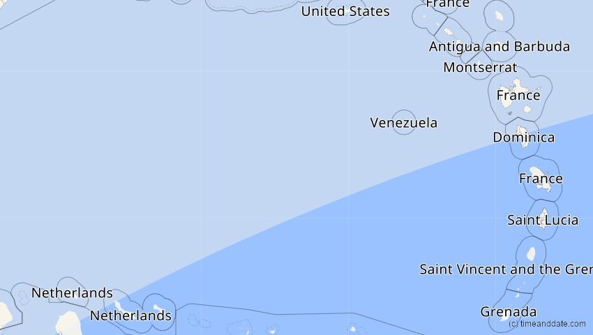 A map of Caribbean Netherlands, showing the path of the 8 Apr 2024 Total Solar Eclipse