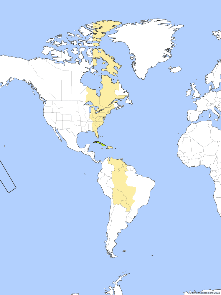 Time zone map of CDT