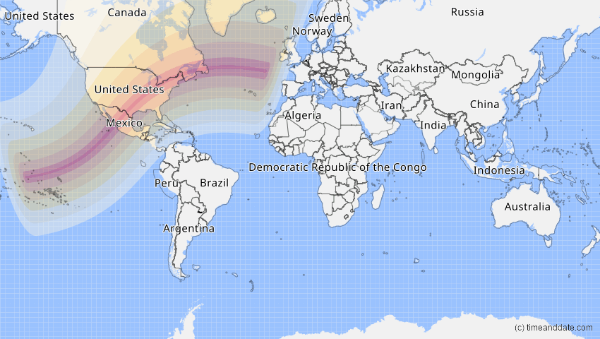 A map of Kiribati, showing the path of the 9 Apr 2024 Total Solar Eclipse