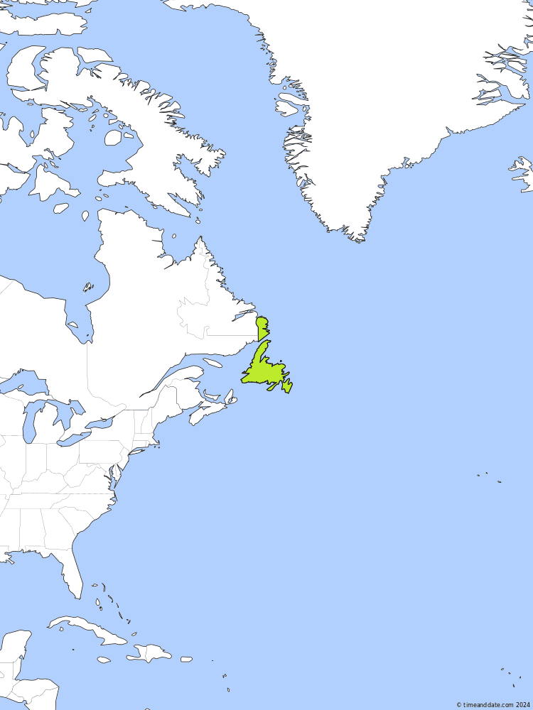 Time zone map of NDT